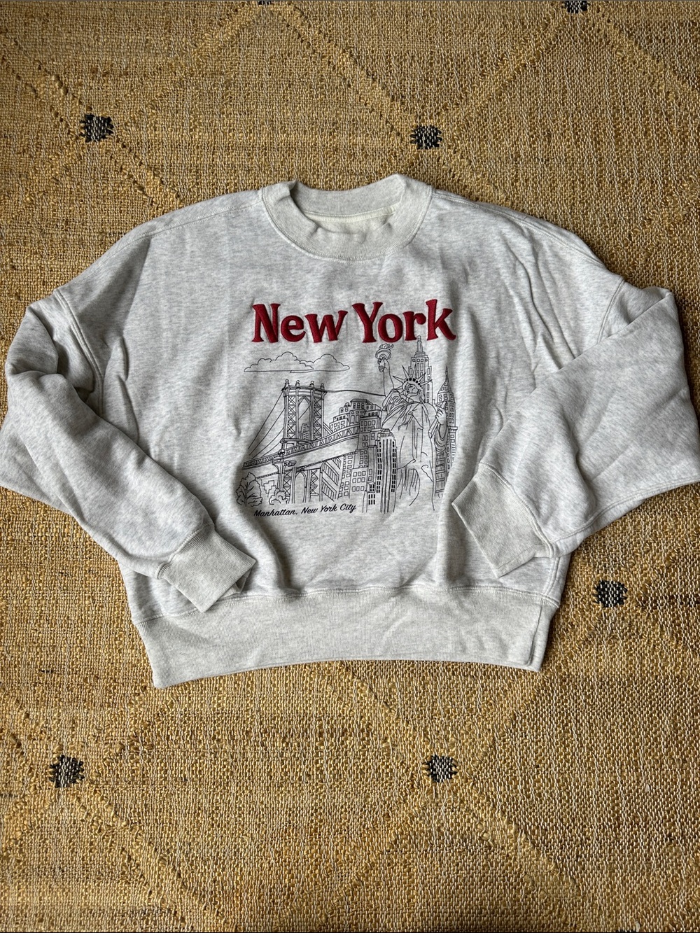 Abercrombie & Fitch Light Gray Crewneck Sweatshirt with Red New York Logo